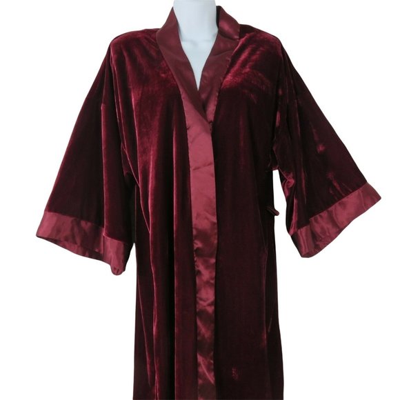 Vintage California Dynasty Velour Knee Length Robe L Pocket Belted Shoulder Pads - Picture 1 of 12